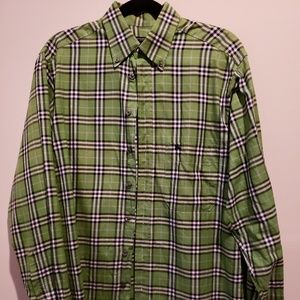 Men's Burberry Green Plaid Button Down Shirt M